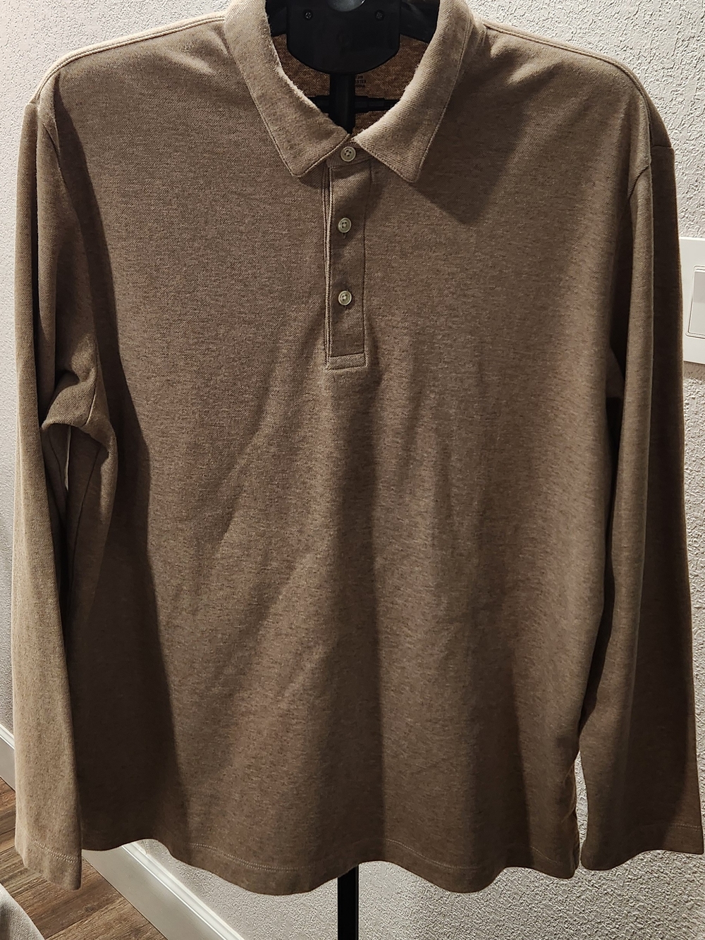 Men's Long Sleeve Collar Tan Shirt - XL